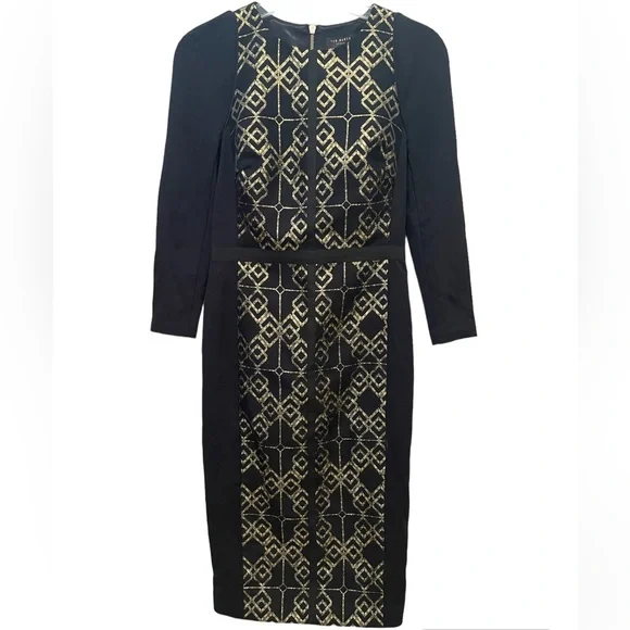 Ted Baker Mikha Metallic Jacquard
Panel Midi Dress Ted Baker Size 1 - Picture 3 of 7